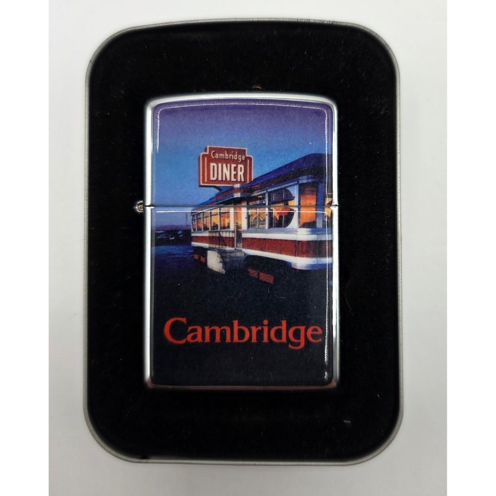 Vintage Zippo Cambridge Diner Windproof Lighter New In Tin Unfired Americana